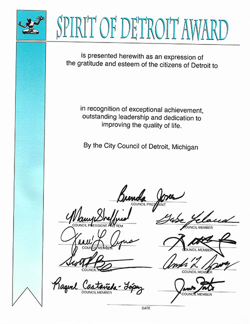 Spirit of Detroit Award