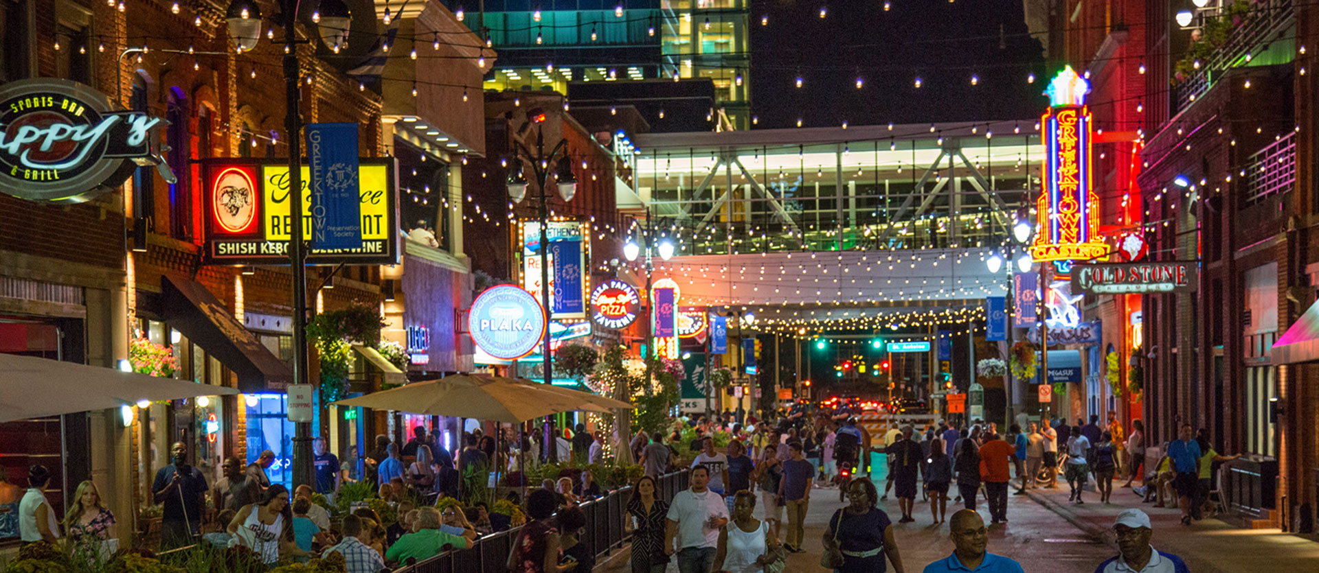 Greektown at sundown