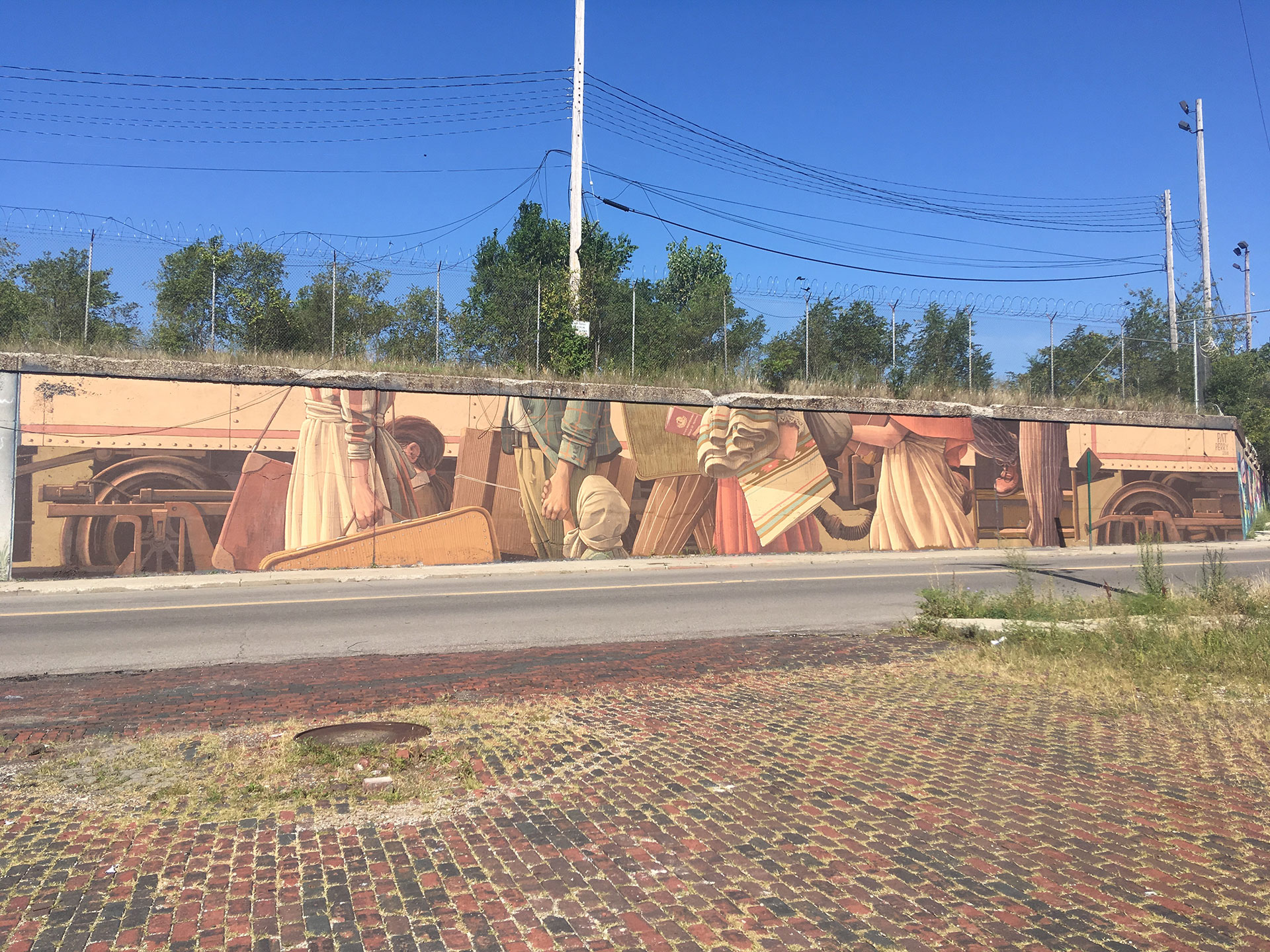 Pat Perry - Immigrant Arrival Train Station Viaduct with Garage Cultural